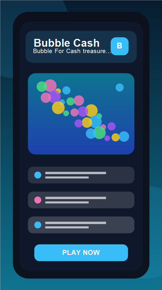Bubble For Cash treasure rewards and prize screen