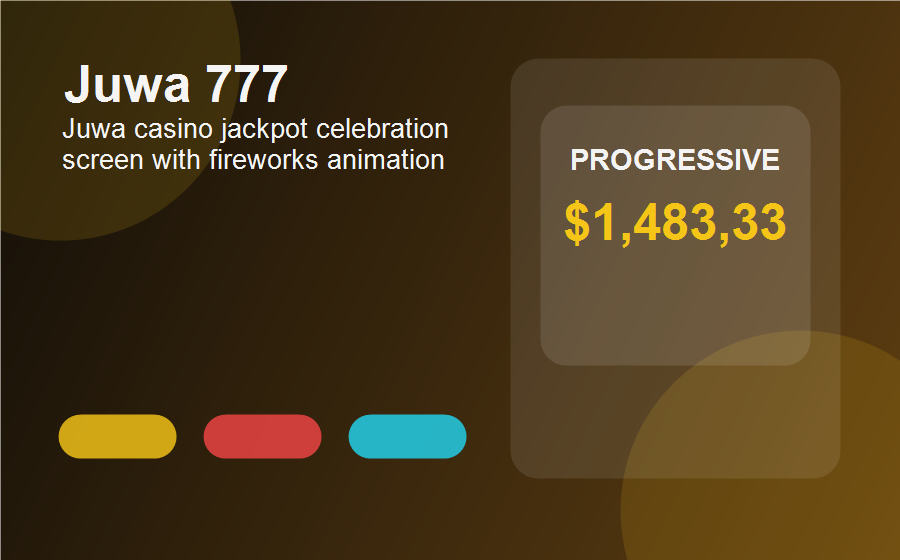 Juwa casino jackpot celebration screen with fireworks animation
