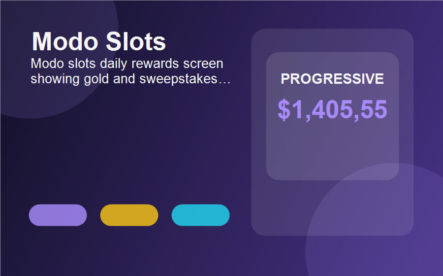 Modo slots daily rewards screen showing gold and sweepstakes coins