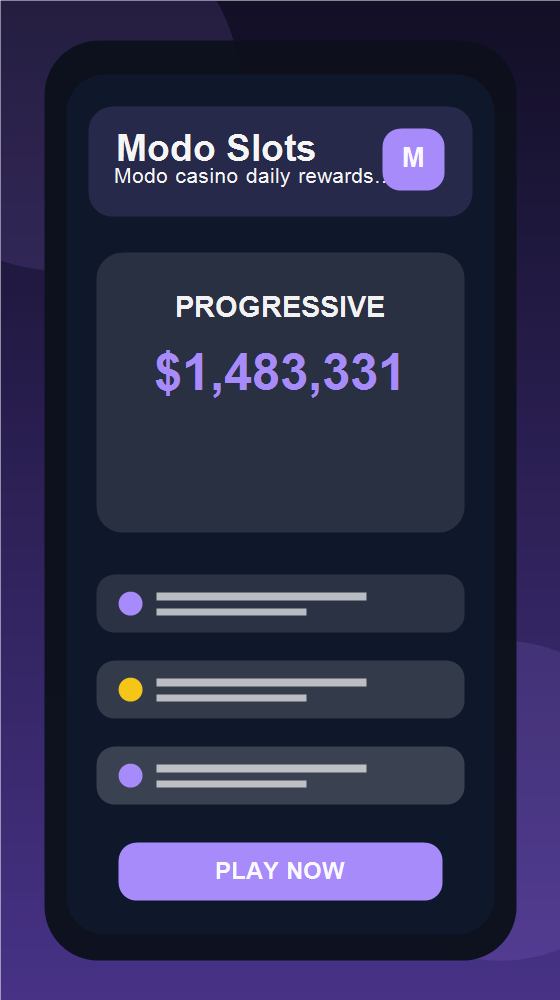 Modo casino daily rewards and bonus collection screen