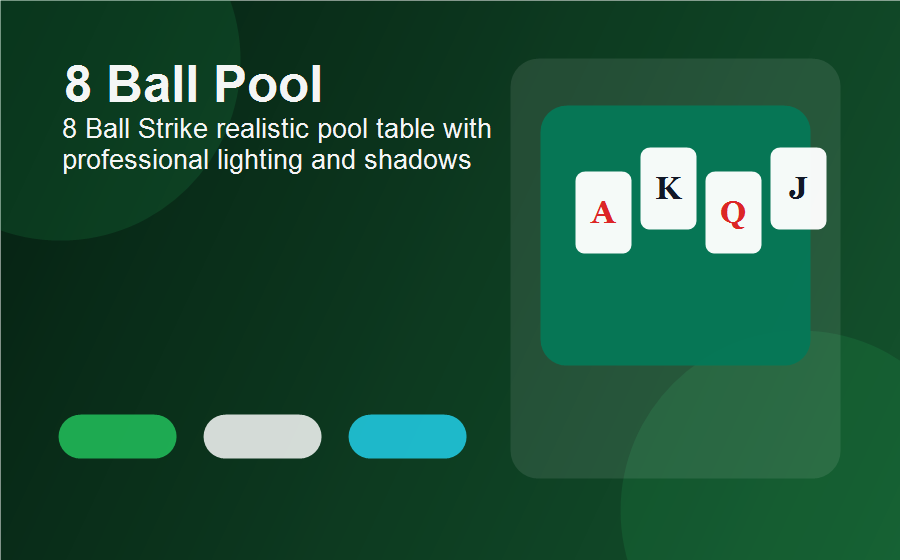 8 Ball Strike realistic pool table with professional lighting and shadows