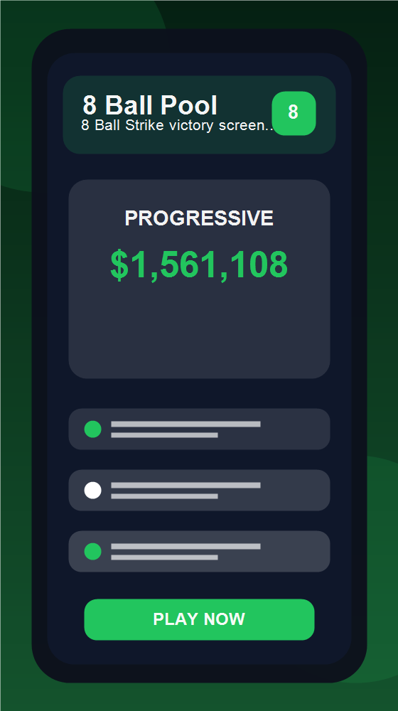 8 Ball Strike victory screen with prize winnings