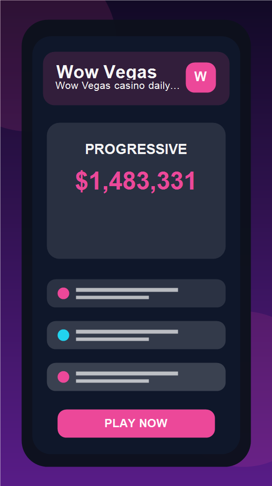 Wow Vegas casino daily bonus collection screen