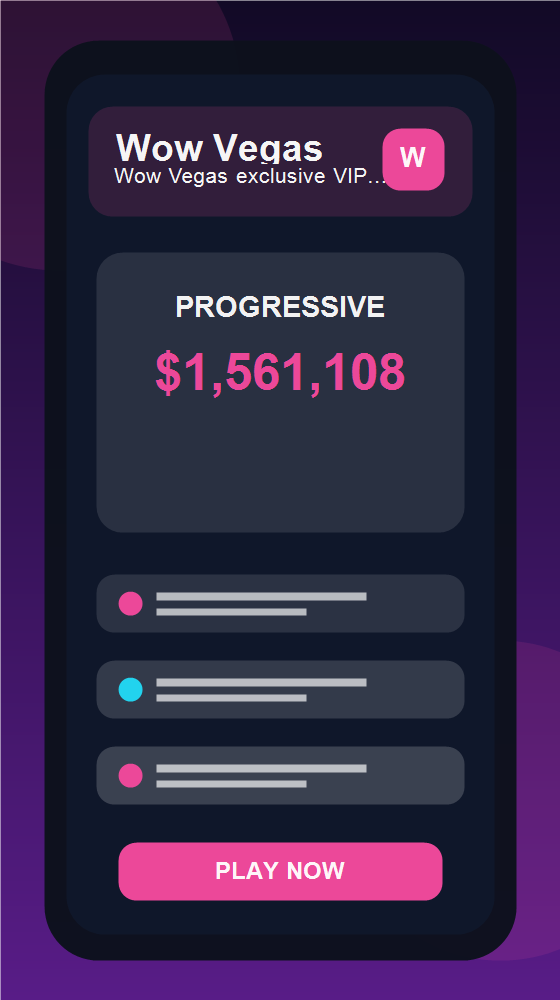 Wow Vegas exclusive VIP reward program dashboard